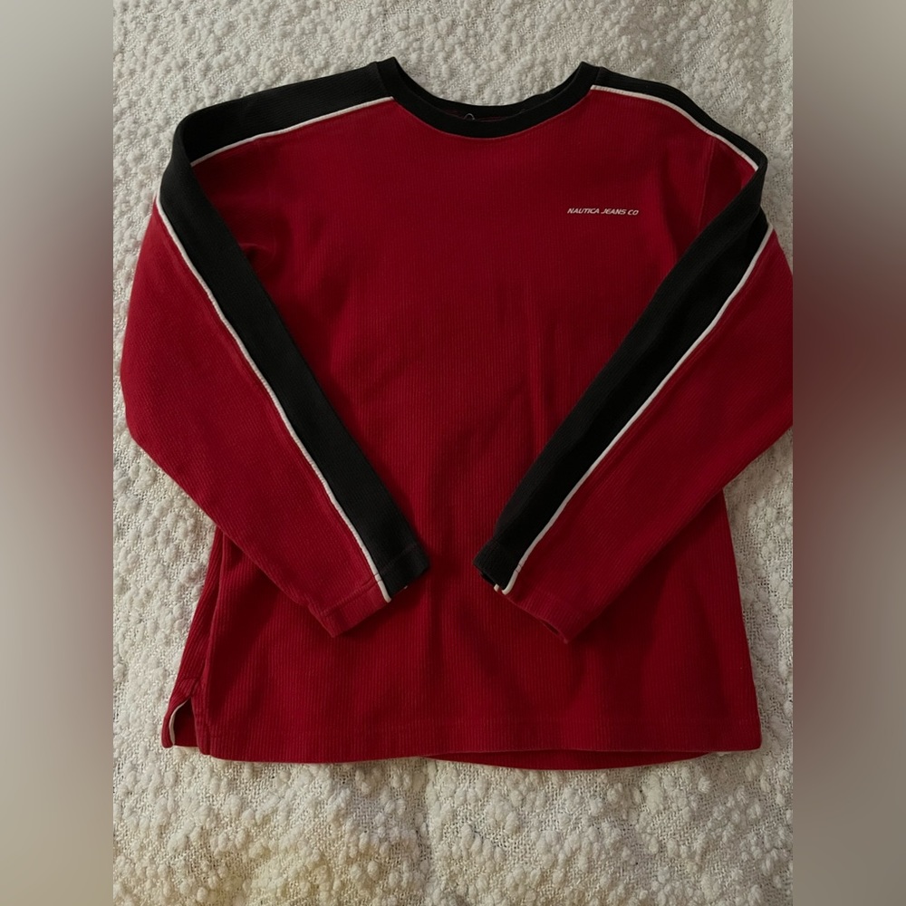 Nautica Red and Black Long Sleeve Tee